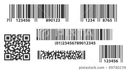 Ean code, linear barcodes, set of icons. product label mark to scan, sticker. black stripes isolated on white background. vector illustration Ean code, linear barcodes, set of icons. product label mark to scan, sticker. black stripes isolated on white background. vector illustration 89780239