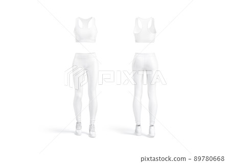 Blank white women sport uniform mockup, front and back view 89780668