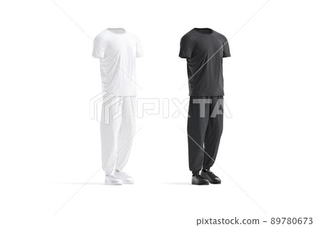 Blank black and white white sport uniform mockup, side vew 89780673