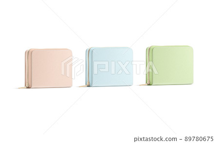 Blank colored small money wallet mockup, half-turned view Blank colored small money wallet mockup, half-turned view 89780675