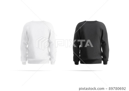 Blank black and white knitted sweater mockup, back view 89780692