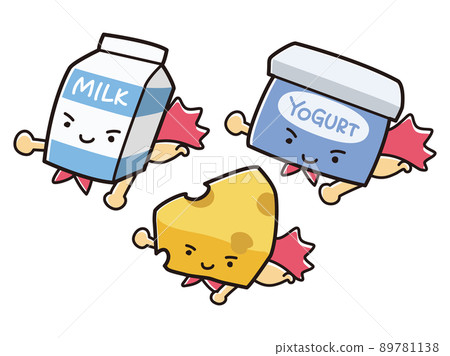 Dairy product illustration set (hero style character) Dairy product illustration set (hero style character) 89781138