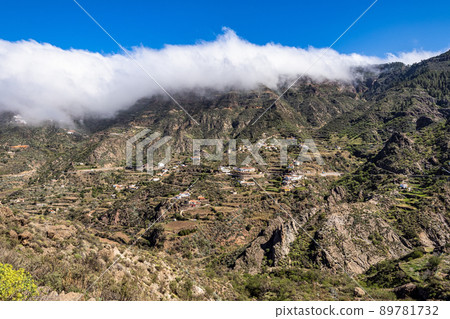 Valley of Tejeda at Gran Canaria, Spain. Hiking along the Barranco de Tejeda Valley of Tejeda at Gran Canaria, Spain. Hiking along the Barranco de Tejeda 89781732