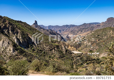 Valley of Tejeda at Gran Canaria, Spain. Hiking along the Barranco de Tejeda 89781735