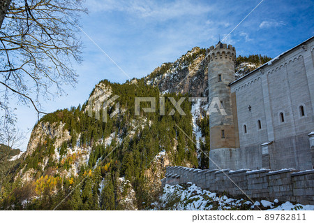 Neuschwanstein Castle on a hill in Germany 89782811