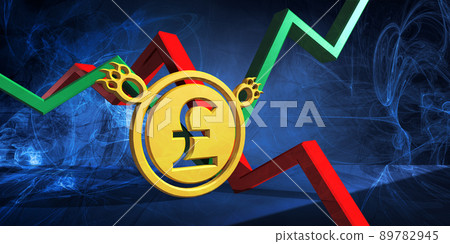 3d illustration of gbp currency icon. british pound trading stock chart on abstract blue background. bullish market trend 3d illustration of gbp currency icon. british pound trading stock chart on abstract blue background. bullish market trend 89782945
