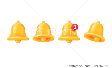 Set of realistic 3d yellow bell icon - Stock Illustration [89782950 ...