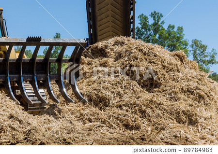 Wood chip production processing facility in the mountains Wood chip production processing facility in the mountains 89784983