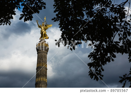 Victory Column and Statue of Gold Goddess Victoria in Tiergarten, Berlin, Germany Victory Column and Statue of Gold Goddess Victoria in Tiergarten, Berlin, Germany 89785567