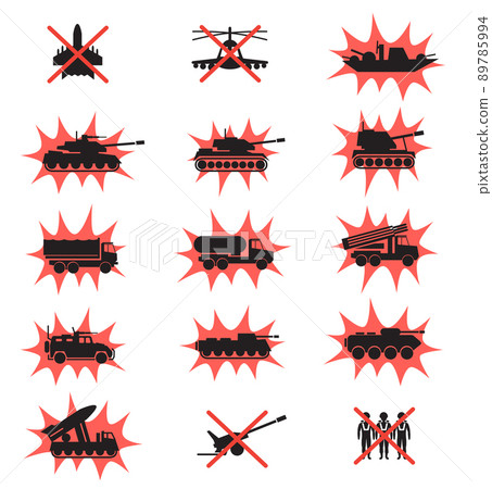 destroyed military war transport icon sign set destroyed military war transport icon sign set 89785994