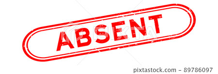 Grunge red absent word rubber seal stamp on white background 89786097