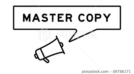 Megaphone icon with speech bubble in word master copy on white background Megaphone icon with speech bubble in word master copy on white background 89786171