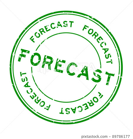 Grunge green forecast word round rubber seal stamp on white background 89786177