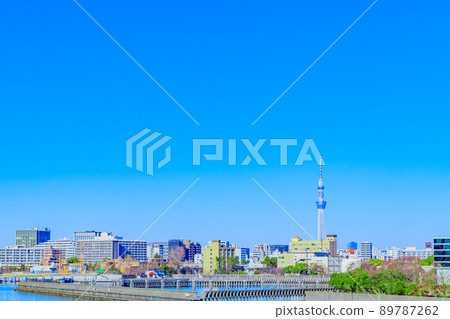 [東京街景]晴海橋街景（築田/越中島方向） 89787262