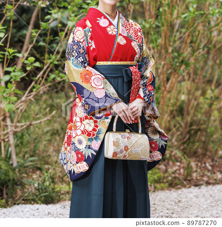 College student wearing a hakama at the graduation ceremony College student wearing a hakama at the graduation ceremony 89787270