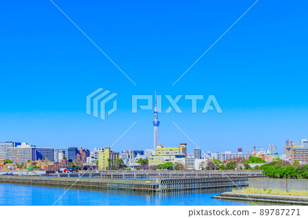 [Cityscape of Tokyo] Cityscape from Harumi Bridge (Tsukuda / Etchujima direction) 89787271