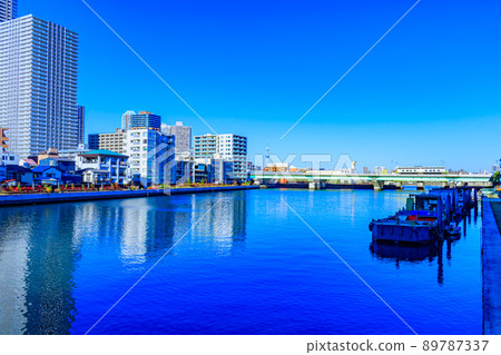 [Cityscape of Tokyo] Cityscape from Asashio Bridge (Tsukuda / Tsukishima direction) 89787337