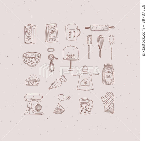 Set of kitchen bakery stuff casual peach 89787519