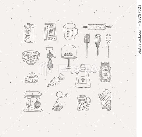 Set of kitchen bakery stuff casual grey 89787522