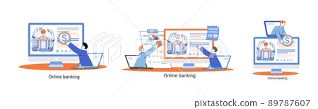 Online banking platform, remote bank service, online transaction system concept for mobile payment Online banking platform, remote bank service, online transaction system concept for mobile payment 89787607