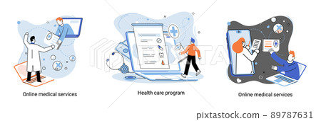 Online medical services website and mobile applications, get professional medical consultations metaphor 89787631