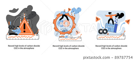 Record high levels of carbon dioxide CO2 in atmosphere. Problems of environment and ecology metaphor 89787754