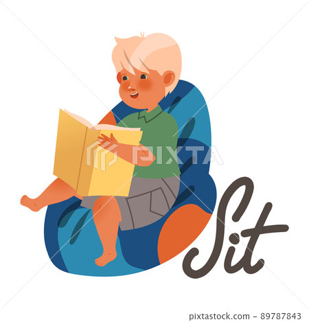 Little Boy Running Sitting in Armchair as Verb Expressing Action for Kids Education Vector Illustration Little Boy Running Sitting in Armchair as Verb Expressing Action for Kids Education Vector Illustration 89787843