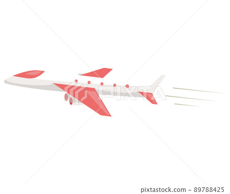 White airplain in motion flies in sky. Aircraft passenger plain air vehicle for fast travel 89788425