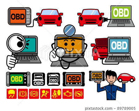 OBD inspection vehicle inspection icon (color) OBD inspection vehicle inspection icon (color) 89789005