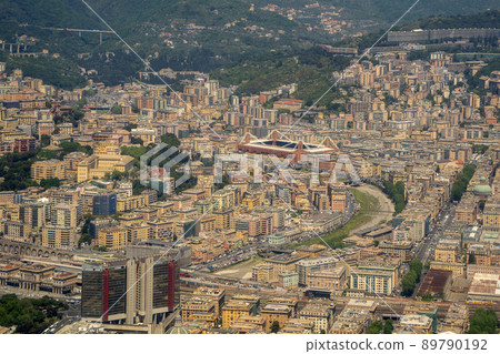 genoa ferraris stadium aerial view cityscape panorama genoa ferraris stadium aerial view cityscape panorama 89790192