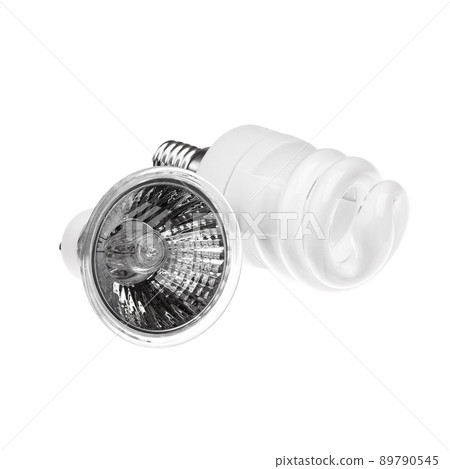 Three energy saving lamps, it is isolated on white background. Three energy saving lamps, it is isolated on white background. 89790545