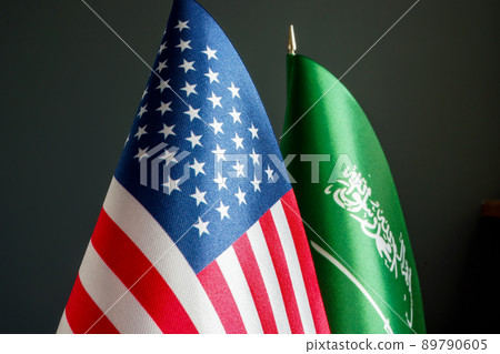 Flags of the USA and Saudi Arabia. Political relations. Flags of the USA and Saudi Arabia. Political relations. 89790605