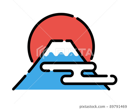 富士山和日出符號矢量圖標 89791469