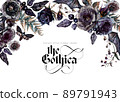 Watercolor Floral Gothic Background Isolated on White Background. 89791943