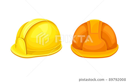 Safety helmets set. Industrial protective equipment vector illustration 89792008