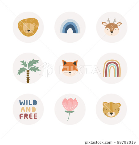 Cartoon cute animals baby card for highlight Cartoon cute animals baby card for highlight 89792019