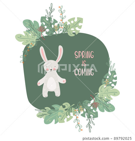 Cartoon cute animals baby card with bunny Cartoon cute animals baby card with bunny 89792025