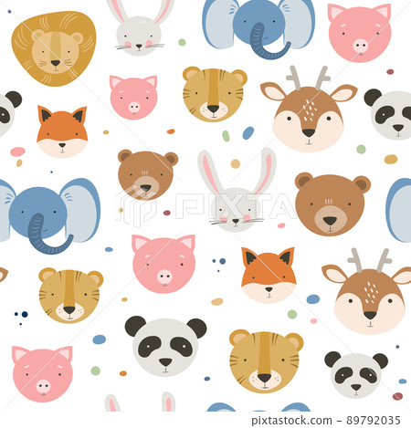 Cartoon animal head pattern for wrapping paper Cartoon animal head pattern for wrapping paper 89792035