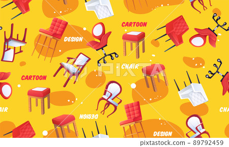Office chairs seamless pattern. Modern home furniture, empty soft sofa, stylish stool and bright comfort armchair, modern interior objects. Decor textile, wrapping paper, wallpaper, vector print Office chairs seamless pattern. Modern home furniture, empty soft sofa, stylish stool and bright comfort armchair, modern interior objects. Decor textile, wrapping paper, wallpaper, vector print 89792459