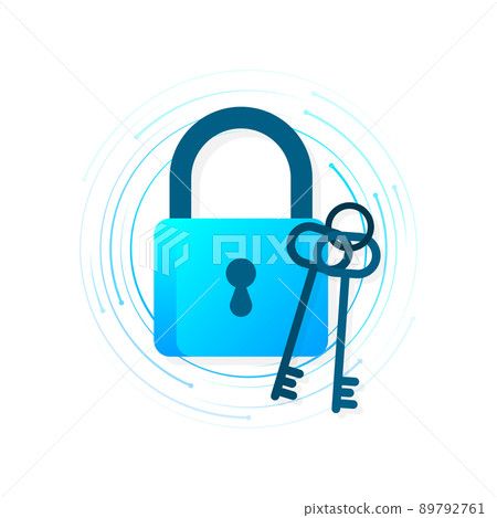Cyber security concept. Padlock, lock. Privacy concept. Flat button. Digital background Cyber security concept. Padlock, lock. Privacy concept. Flat button. Digital background 89792761