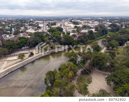 Ciudad de Valle City, Central Park, San Luis Potosi, Mexico, Drone Shot, Cloudy weather 89792802