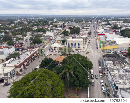 Ciudad de Valle City, Central Park, San Luis Potosi, Mexico, Drone Shot, Cloudy weather 89792804