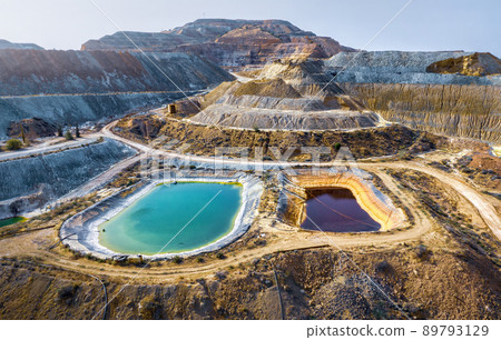 Multicolored reservoirs, Skouriotissa copper mine in Cyprus 89793129