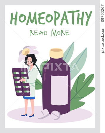 Vertical web banner about homeopathy flat style, vector illustration 89793207