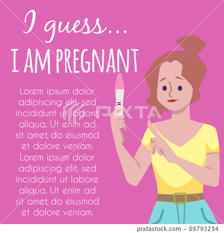 Banner with woman having positive result of pregnancy test, vector illustration. Banner with woman having positive result of pregnancy test, vector illustration. 89793234