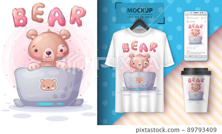 Bear works at the notebook poster and merchandising. 89793409