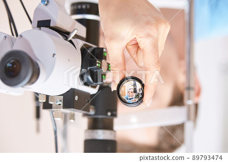 ophthalmologist medical patient. Eye clinic treatment. Hospital optics 89793474