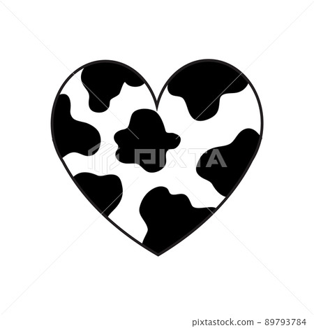 Vector flat heart with cow spotted fur texture Vector flat heart with cow spotted fur texture 89793784