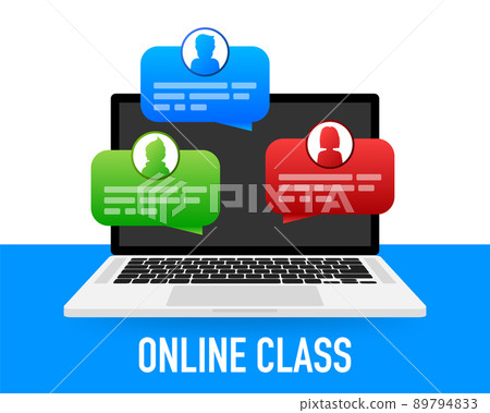 Icon with online class. Computer technology isometric illustration. Isometric vector illustration 89794833