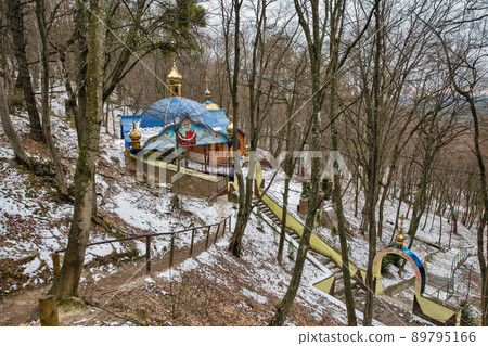 Chapel in the forest. Kremenets Mountains Park Bozha Hora. 89795166